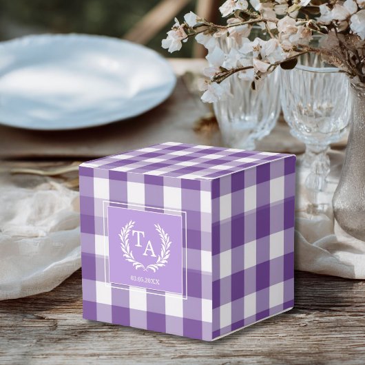 Purple Gingham Monogram Crest フェイバーボックス