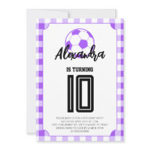 Purple Gingham Soccer Girls Birthday