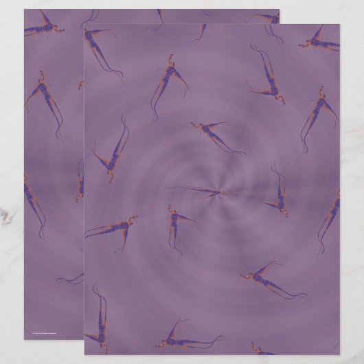 Purple Ginseng Man Scrapbook Paper 2-Sided Page (正面/裏面)