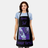 Purple Girl, paars meisje pixel art エプロン (着用した状態)