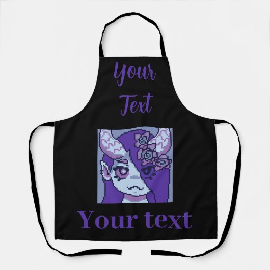 Purple Girl, paars meisje pixel art エプロン (正面)