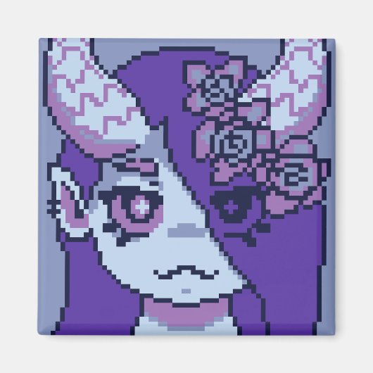 Purple Girl Pixelart, Pixel Art マグネット (正面)