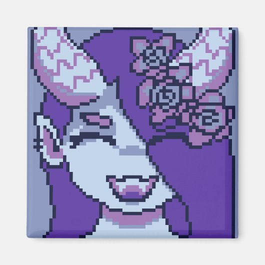 Purple girl smile pixelart, Pixel Art マグネット (正面)