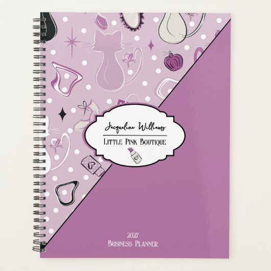 Purple Girly Mid-Century Salon プランナー手帳 (正面)