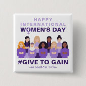 Purple Give To Gain International Women's Day 2026 缶バッジ (正面)