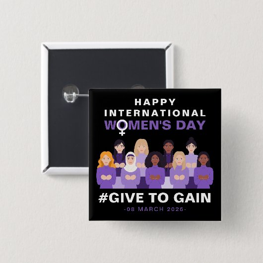 Purple Give To Gain International Women's Day 2026 缶バッジ (正面&裏面)