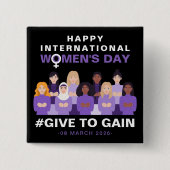 Purple Give To Gain International Women's Day 2026 缶バッジ (正面)