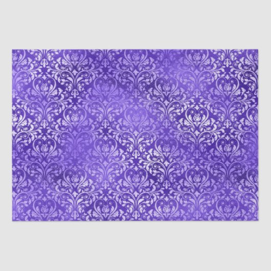 Purple Glam Damask Elegant Floral Design 薄葉紙 (正面)