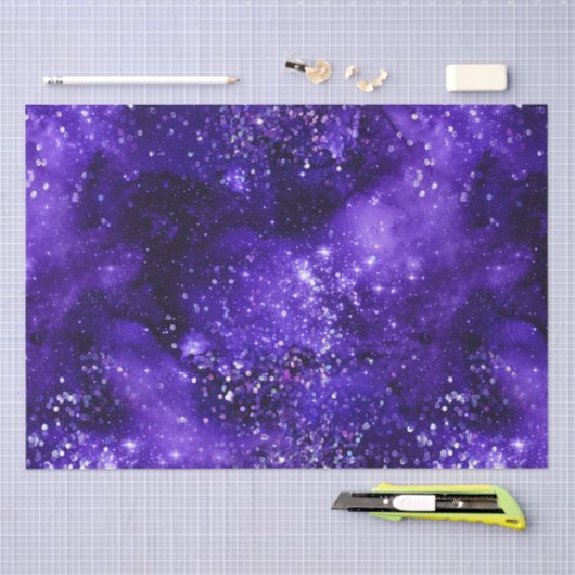Purple Glam Galaxy Glitter Sparkle Design 薄葉紙 (クラフト)
