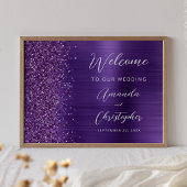Purple Glam Glitter Script Wedding Welcome ポスター