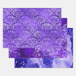 Purple Glam Glitter Sparkle Patterns ラッピングペーパーシート