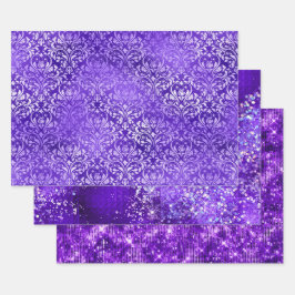 Purple Glam Glitter Sparkle Patterns ラッピングペーパーシート