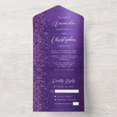 Purple Glam Metallic Modern Script Wedding オールインワン招待状 (内側)