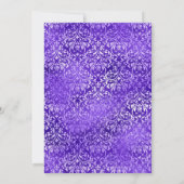 Purple Glam Sparkling Damask Elegant Wedding 招待状 (裏面)