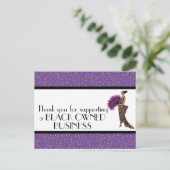 Purple Glam Thank You Support Black Business ポストカード (スタンド正面)