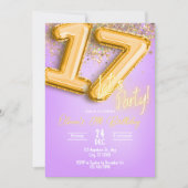 Purple Glitter 17th Birthday Invitation 招待状 (正面)