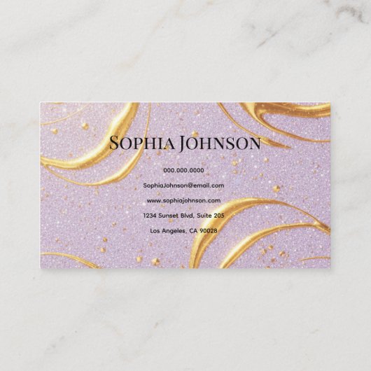 Purple Glitter Business Card 名刺 (裏面)