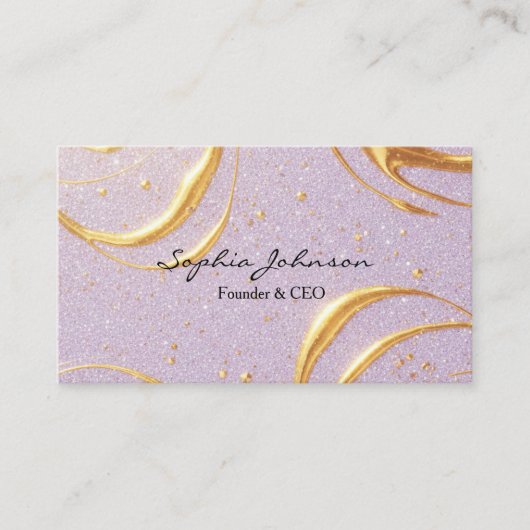 Purple Glitter Business Card 名刺 (正面)