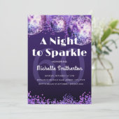 Purple Glitter Disco Night to Sparkle Glam 60th  招待状 (スタンド正面)