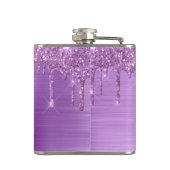Purple Glitter Drips Personalized フラスク (裏面)