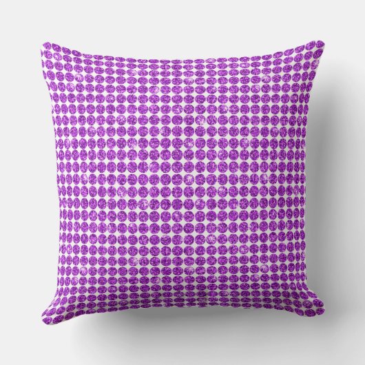 Purple Glitter Glam Faux Bling Throw Pillow クッション (裏面)