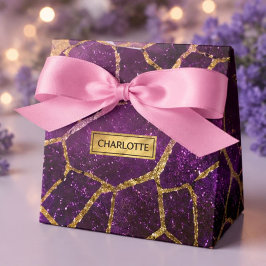 Purple Glitter Gold Geometric Mosaic Luxe Glamorou フェイバーボックス