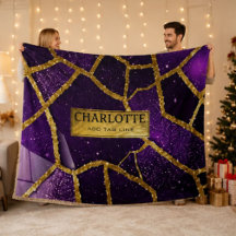 Purple Glitter Gold Geometric Mosaic Luxe Glamorou