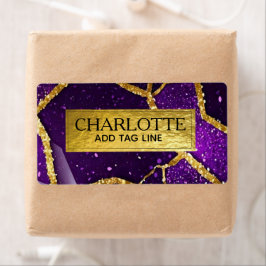 Purple Glitter Gold Geometric Mosaic Luxe Glamorou ラベル
