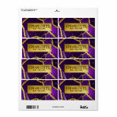 Purple Glitter Gold Geometric Mosaic Luxe Glamorou ラベル (フルシート)