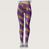 Purple Glitter Gold Sparkle レギンス (正面)