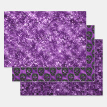 Purple Glitter Skull Halloween Pattern Design