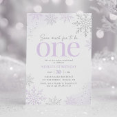 Purple Glitter Snowflake 1st Birthday 招待状