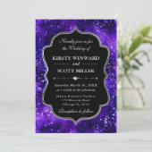 Purple Glitter Sparkle Elegant Wedding 招待状 (スタンド正面)