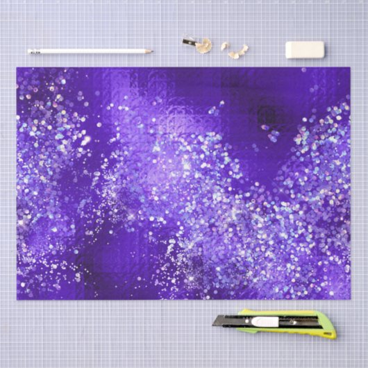 Purple Glitter Sparkle Glam Elegant Design 薄葉紙 (クラフト)