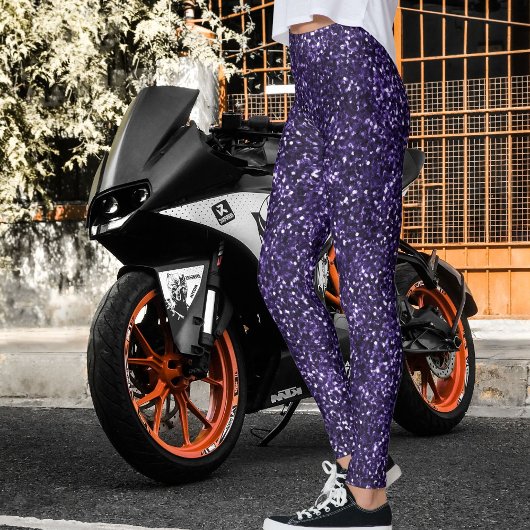 Purple Glitter Texture Grunge Halloween Pattern レギンス