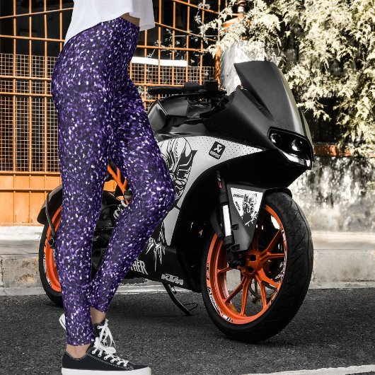 Purple Glitter Texture Grunge Halloween Pattern レギンス