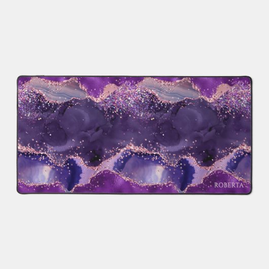Purple Glittery Agate Texture デスクマット (正面)