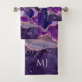 Purple Glittery Agate Texture バスタオルセット (インサイチュ)