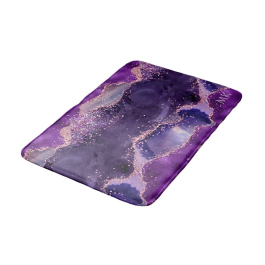 Purple Glittery Agate Texture バスマット (アングル)