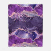 Purple Glittery Agate Texture フリースブランケット (正面)