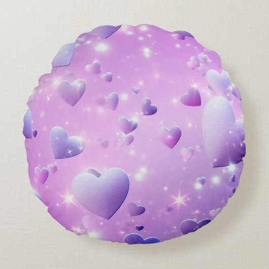 Purple Glow Heart ラウンドクッション (正面)
