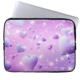 Purple Glow Heart Electronics Bag ラップトップスリーブ