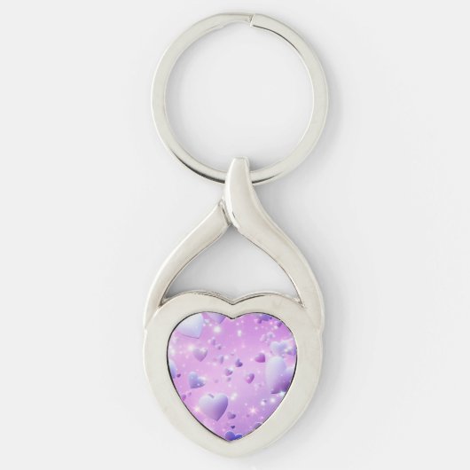 Purple Glow Heart Metal Keychain キーホルダー (正面)