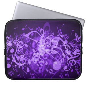 Purple Glow Music Notesラップトップスリーブ ラップトップスリーブ