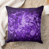 Purple Glow Music Notes装飾用クッション クッション (ブランケット)