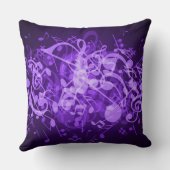 Purple Glow Music Notes装飾用クッション クッション (裏面)