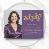 Purple Gold 60th Birthday Invitation 招待状