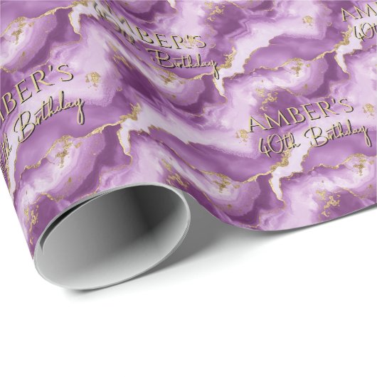 Purple Gold Abstract Marble Design ラッピングペーパー (ロールコーナー)