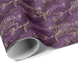 Purple Gold Abstract Marble Design ラッピングペーパー