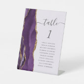 Purple Gold Agate Lavender Wedding Table Number 台座サイン (正面)